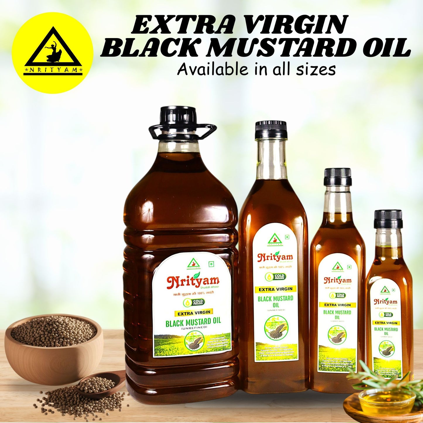 BLACK MUSTARD OIL | 100% PURE COLDPRESS OIL | EXTRACT FROM PURE MUSTARD SEEDS |